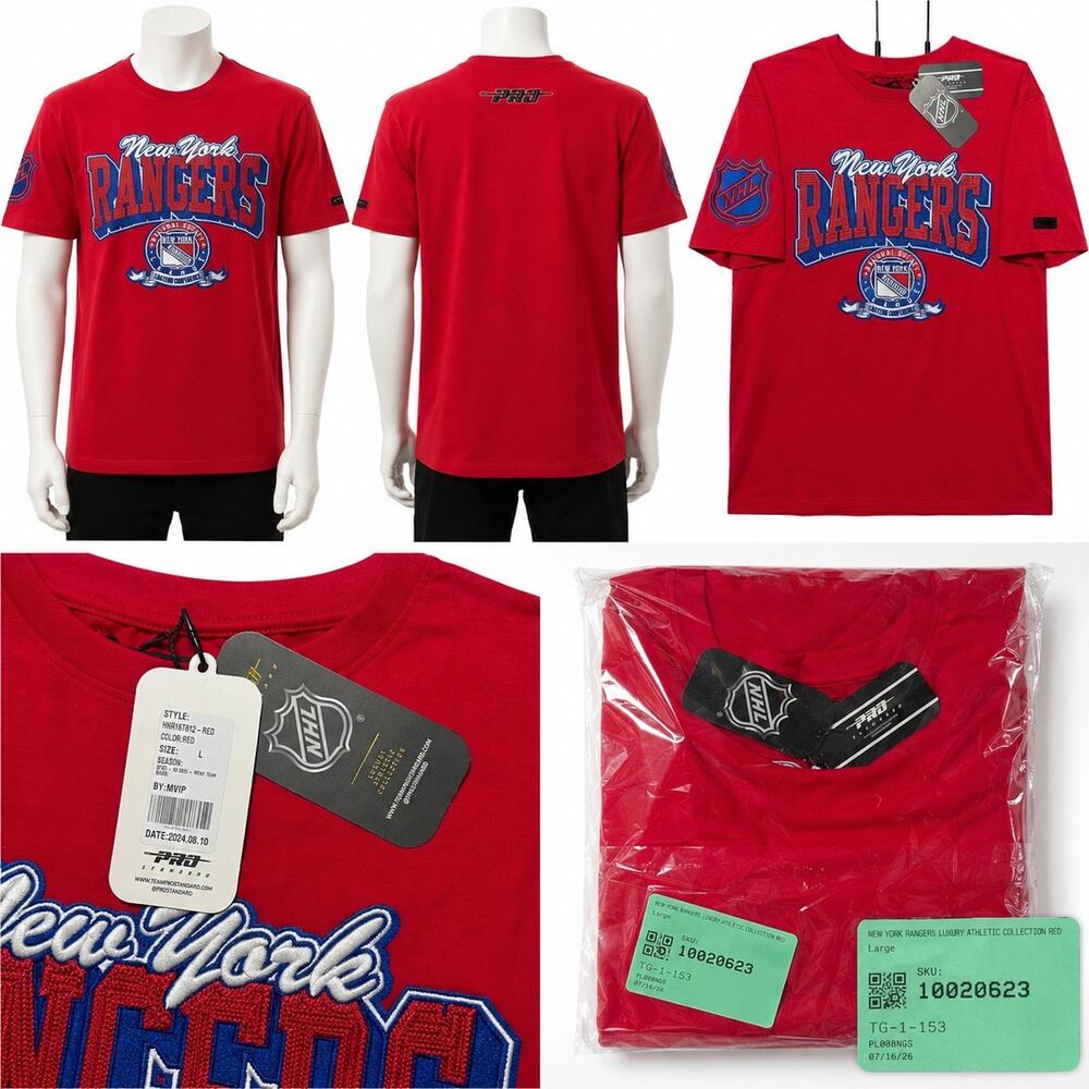Pro Standard New York Rangers Team Badge Chenille Red Tee Men's L NHL NWT